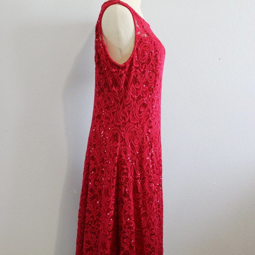 Liz Claiborne Sequin Lace Mesh Dress Lined Size 10 - Picture 4 of 9